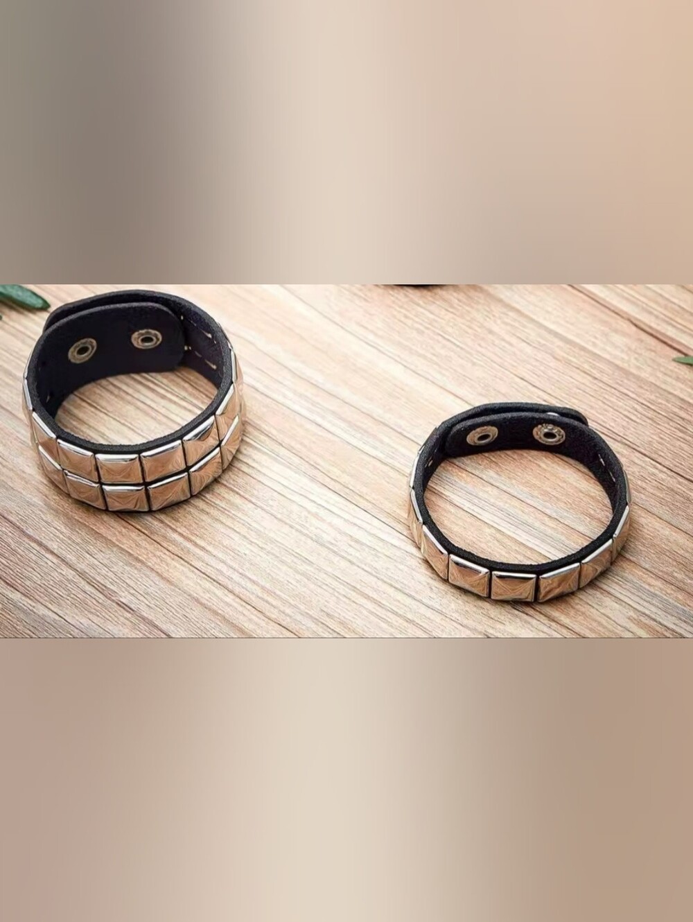 Black Studded Leather Snap Bracelet - Unbranded Bundle Of 2